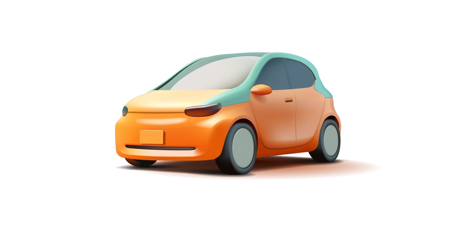 Voiture jaune 3D.