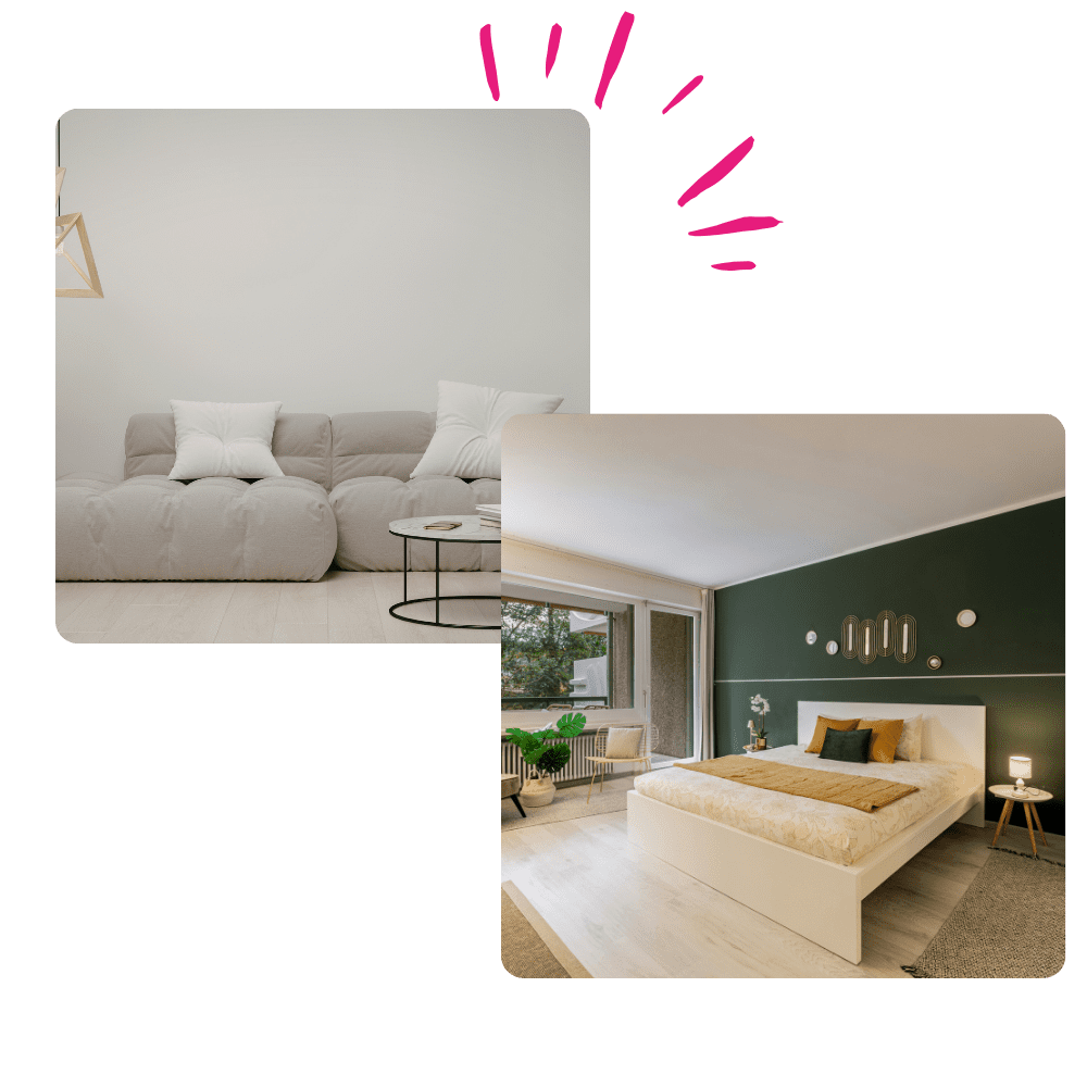 montage de deux photo pièces de maison