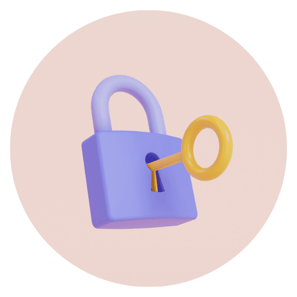 Icône 3D de cadenas sur fond rose