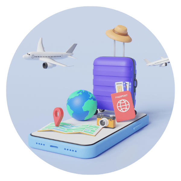Voyage en ligne sur smartphone. Voyage et tourisme, service de réservation en ligne, application mobile, planification de voyage.