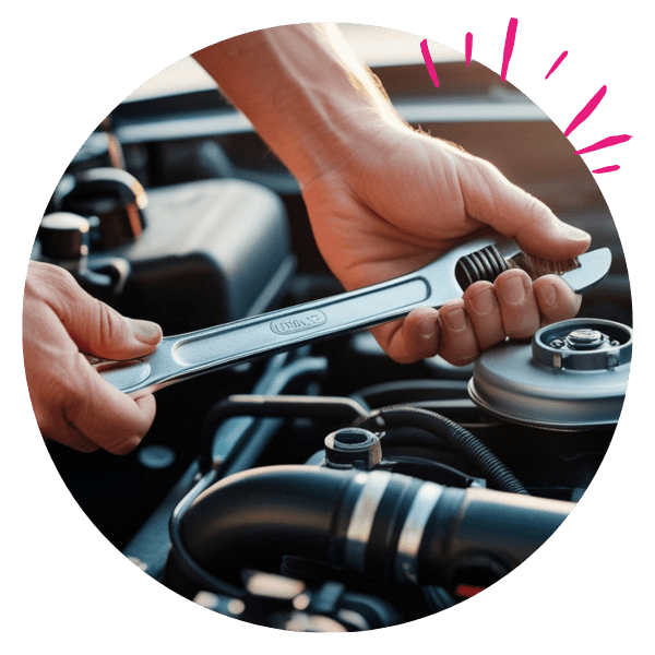 Homme faisant de la mécanique sur une voiture