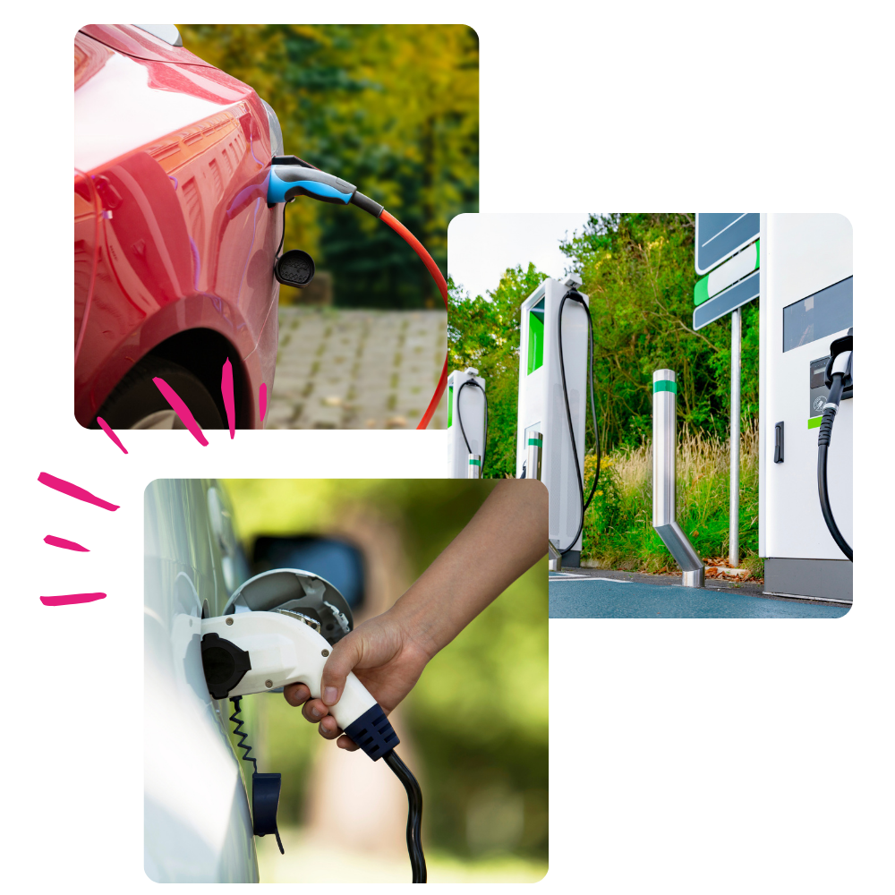 Montage de 3 photos pour des véhicules électriques